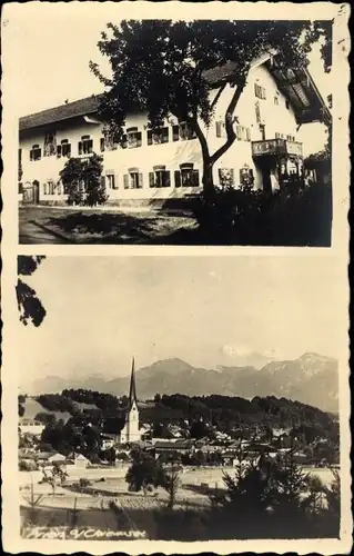 Foto Ak Prien am Chiemsee Oberbayern, Blick auf den Ort, Gasthaus