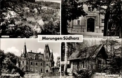 Ak Morungen Sangerhausen Südharz, Teilansicht, Schloss, Genesungsheim Otto Schlag, Otto Bruder Hütte
