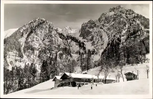 Ak Schönau am Königssee Oberbayern, Alpengasthof Vorderbrand, Gebirge, Winter