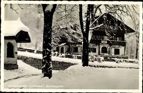 Ak Berchtesgaden in Oberbayern, Kinderheilstätte Schönhäusl im Winter