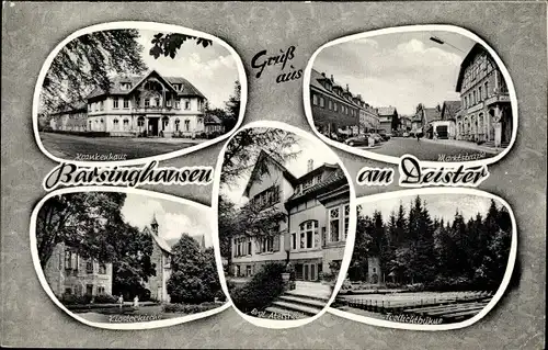 Ak Barsinghausen am Deister, Krankenhaus, Altersheim, Klosterkirche, Freilichtbühne, Marktstraße