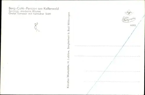 Ak Bergfreiheit Bad Wildungen in Hessen, Teilansicht, Bergcafe am Kellerwald