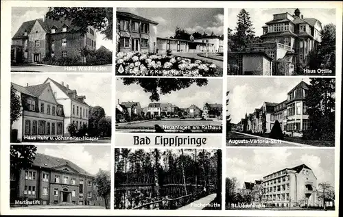 Ak Bad Lippspringe im Kreis Paderborn, Haus Waldfrieden, St Josefshaus, Martinstift, Haus Ruhr