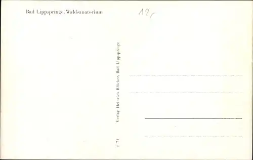 Ak Bad Lippspringe in Westfalen, Waldsanatorium