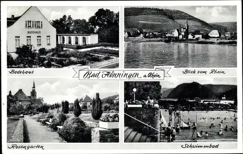 Ak Bad Hönningen am Rhein, Thermalschwimmbad, Badehaus, Rosengarten