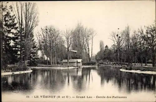 Ak Le Vésinet Yvelines, Grand Lac, Cercle des Patineurs