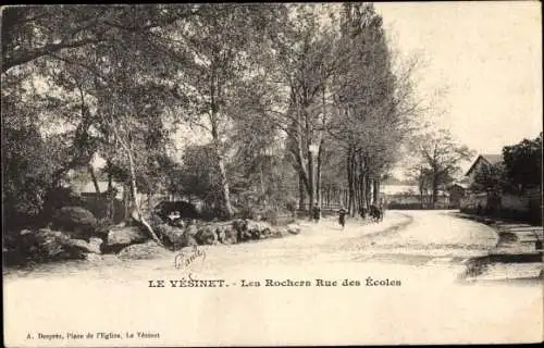Ak Le Vésinet Yvelines, Les Rochers, Rue des Ecoles