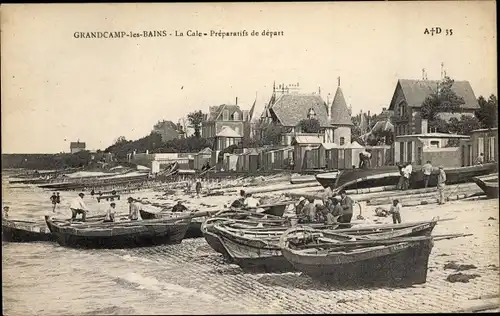 Ak Grandcamp les Bains Calvados, La Cale, Preparatifs de depart
