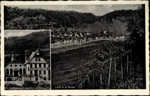 Ak Loef an der Mosel, Gasthof und Saalbau Lellmann, Außenansicht, Stadtkirche