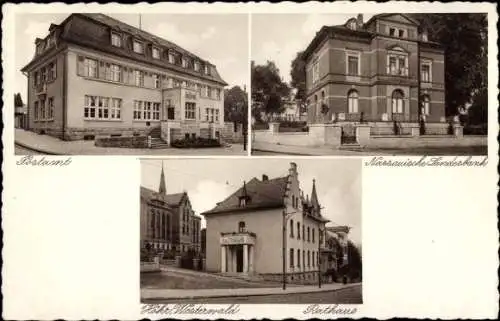 Ak Höhr Grenzhausen im Westerwald, Postamt, Nassauische Landesbank, Rathaus