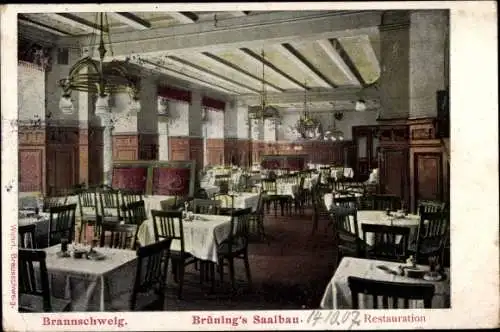 Ak Braunschweig in Niedersachsen, Brünings Saalbau, Restauration