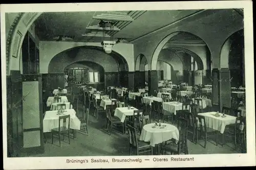 Ak Braunschweig in Niedersachsen, Brünings Saalbau, Oberes Restaurant