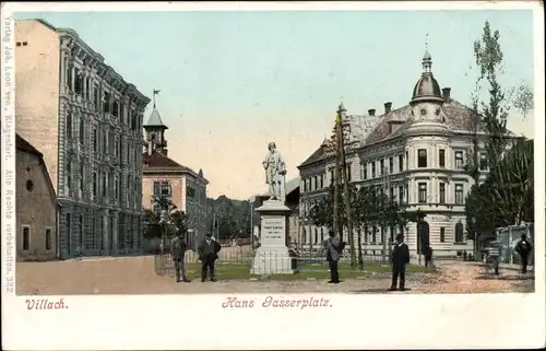 Ak Villach in Kärnten, Hans Gasser Platz, Denkmal