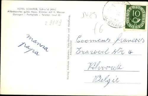 Ak Schuld an der Ahr, Hotel Schäfer