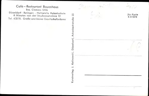 Ak Düsseldorf, Hubertushain, Aaper Wald, Café Bauenhaus, Innenansicht