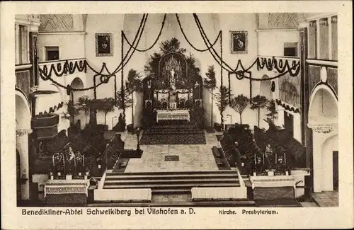 Ak Schweiklberg Vilshofen an der Donau, Benediktiner Abtei, Kirche, Presbyterium, Innenansicht