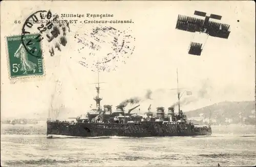 Ak Französisches Kriegsschiff, Jules Michelet, Croiseur cuirassé, Marine Militaire Francaise
