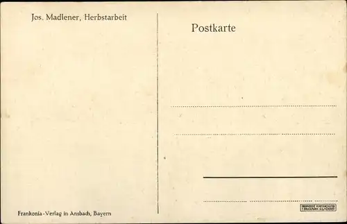 Scherenschnitt Künstler Ak Madlener, Jos., Pflug, Pferd, Ochse, Herbstarbeit