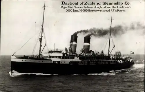 Ak Fährschiff, Dayboat of Zeeland Steamship Co.