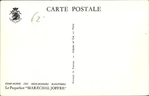 Künstler Ak Le Paquebot Marechal Joffre, Messageries Maritimes, Dampfer