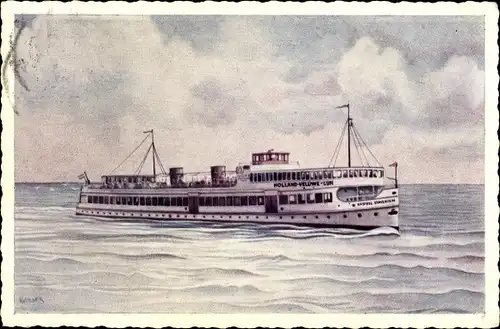 Künstler Ak Stoomboot Mij Holland Veluwe lijn, Harderwijk Amsterdam, Fährschiff