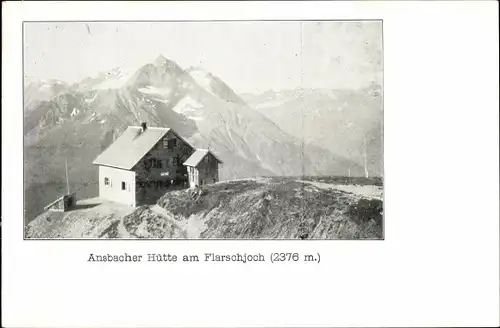 Ak Flirsch Tirol, Ansbacher Hütte am Flarschjoch