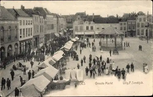 Ak Goes Zeeland Niederlande, Groote Markt