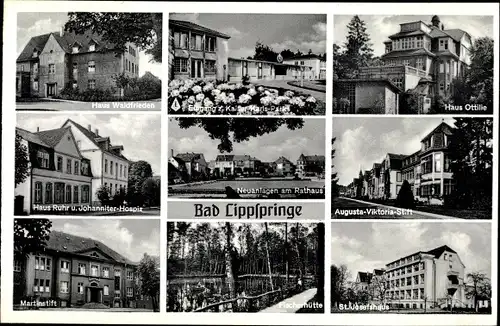 Ak Bad Lippspringe im Kreis Paderborn, Haus Waldfrieden, St Josefshaus, Martinstift, Haus Ruhr