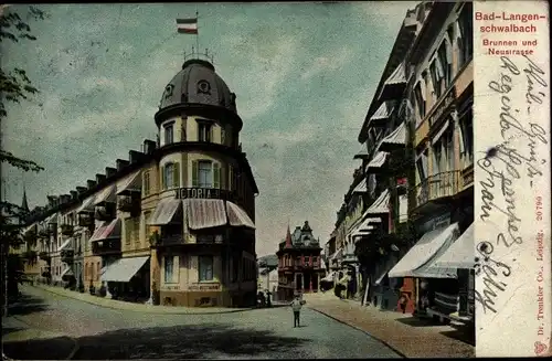 Ak Langenschwalbach Bad Schwalbach im Taunus, Brunnen und Neustraße