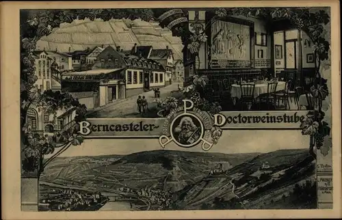 Ak Bernkastel Kues an der Mosel, Doktorweinstube, Panorama
