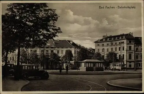 Ak Aachen in Nordrhein Westfalen, Bahnhofsplatz