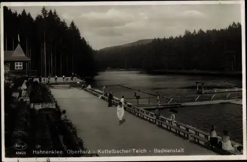 Ak Hahnenklee Bockswiese Goslar im Harz, Kuttelbacher Teich, Badeanstalt