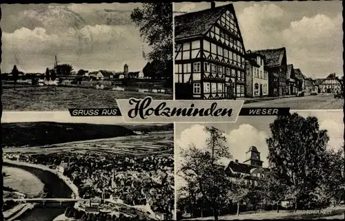 Ak Holzminden an der Weser, Gesamtansicht, Straßenpartie, Landschulheim