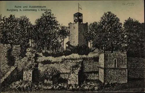 Ak Lichtenberg Salzgitter in Niedersachsen, Burgberg, Ruine und Aussichtsturm