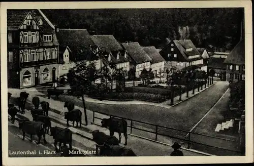 Ak Lautenthal Langelsheim im Oberharz, Marktplatz