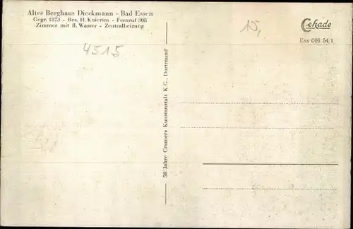 Ak Bad Essen in Niedersachsen, Altes Berghaus Dieckmann