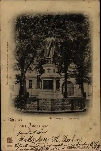 Ak Hildesheim in Niedersachsen, St. Bernward Denkmal