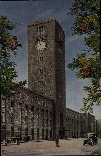 Künstler Ak Stuttgart am Neckar, Bahnhofturm