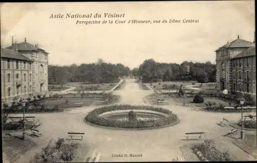 Ak Le Vésinet Yvelines, Asile National, Perspective de la Cour d'Honneur, vue du Dome Central