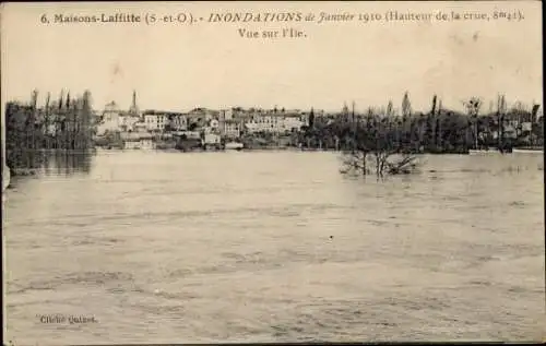 Ak Maisons Laffitte Yvelines, Inondations 1910, Vue sur l'Ile