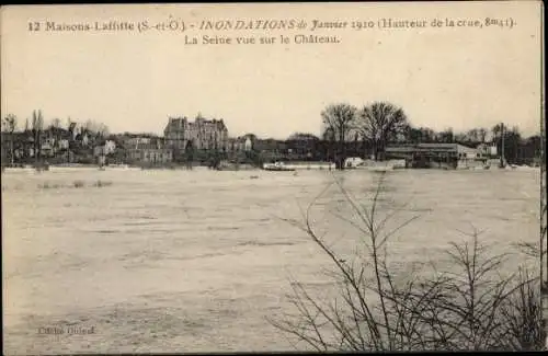 Ak Maisons Laffitte Yvelines, Inondations 1910, La Seine vue sur le Chateau