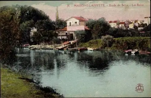 Ak Maisons Laffitte Yvelines, Bords de Seine, Les Bains