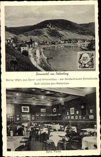 Ak Bernkastel Kues an der Mosel, Gesamtansicht, Doktorweinstube, Ecke Panel