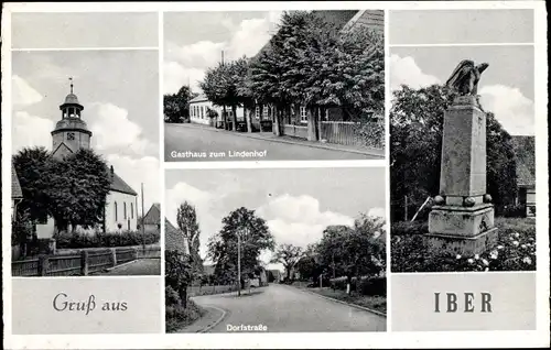 Ak Iber Einbeck in Niedersachsen, Denkmal, Gasthaus zum Lindenhof, Dorfstraße, Kirche