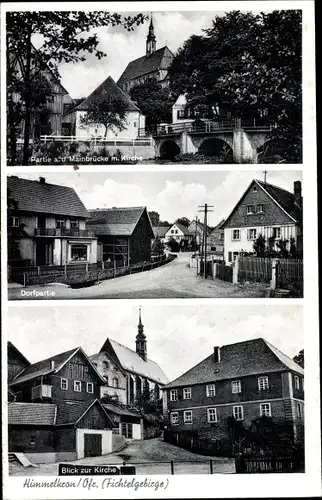 Ak Himmelkron Fichtelgebirge, Mainbrücke, Kirche, Dorf