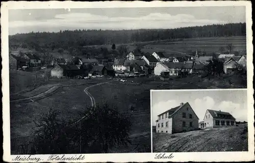 Ak Meisburg in der Eifel, Totalansicht der Ortschaft, Schule