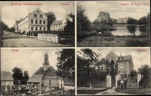 Ak Schweikershain Erlau Landkreis Mittelsachsen, Gasthof, Kirche, Schloss, Pfarrhaus