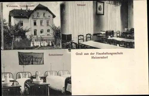 Ak Meinersdorf Burkhadtsdorf im Erzgebirge, Haushaltungsschule, Innenansicht, Wohnhaus