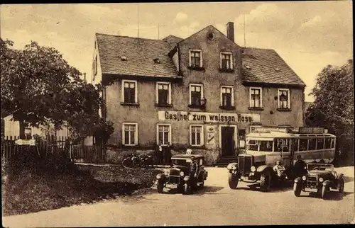 Ak Claußnitz in Sachsen, Gasthof zum weißen Ross, Autobus