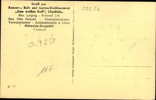 Ak Claußnitz in Sachsen, Gasthof zum weißen Ross, Autobus